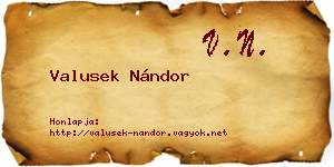 Valusek Nándor névjegykártya